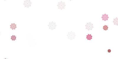 Light pink, red vector texture with bright snowflakes.