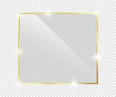 Gold luxury shiny glowing frame with shadows isolated on transparent vector