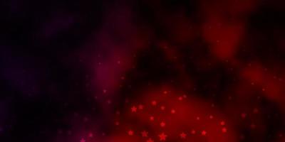 Dark Red vector background with colorful stars.