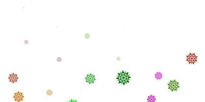 Light pink, green vector template with ice snowflakes.