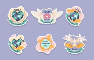 World Humanitarian Day Activism Sticker Set vector