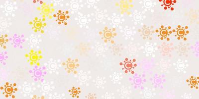 Light Pink, Yellow vector backdrop with virus symbols.