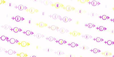 Light Pink, Yellow vector pattern with feminism elements.