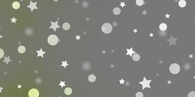 Light Green vector backdrop with circles, stars.
