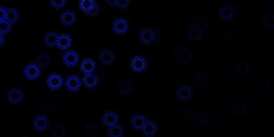 Dark blue vector background with covid-19 symbols.