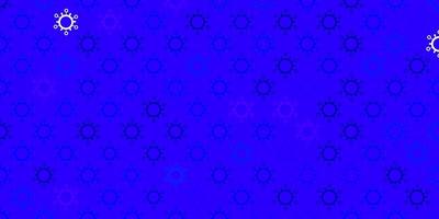 Dark blue vector background with covid-19 symbols.