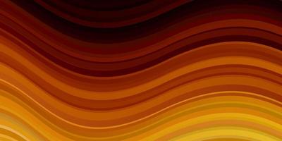 Dark Orange vector background with curved lines.