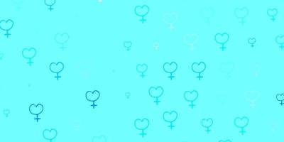 Light BLUE vector texture with women rights symbols.