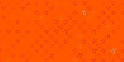 Dark orange vector background with covid-19 symbols.