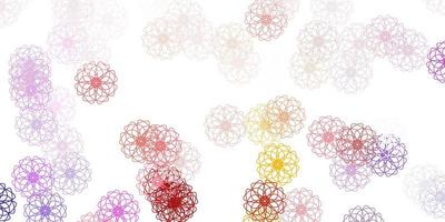 Light purple, pink vector doodle background with flowers.