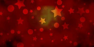 Dark Orange vector template with circles, stars.