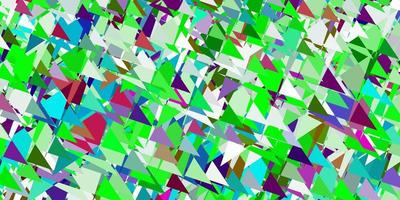 Telón de fondo de vector rosa claro, verde con triángulos, líneas.