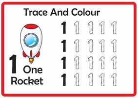 trace and colour rocket number 1 vector