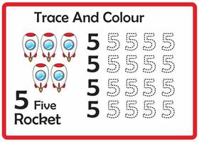 trace and colour rocket number 5 vector