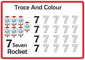trace and colour rocket number 7 vector