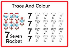 trace and colour rocket number 7 vector