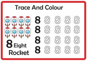 trace and colour rocket number 8 vector