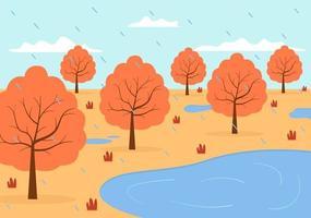 Autumn Background Landing Page Falling Leaves and Leaf Flying vector