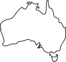 Bosquejo del mapa de Australia a mano alzada sobre fondo blanco.