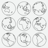 Collection of world map simplicity low polygon on globe. vector