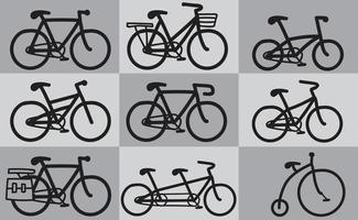 tipo de boceto a mano alzada de iconos de bicicletas. vector