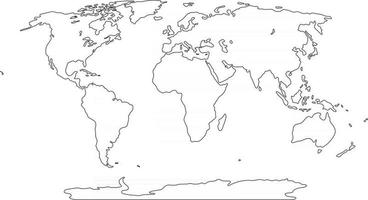 Bosquejo del mapa del mundo a mano alzada sobre fondo blanco. vector