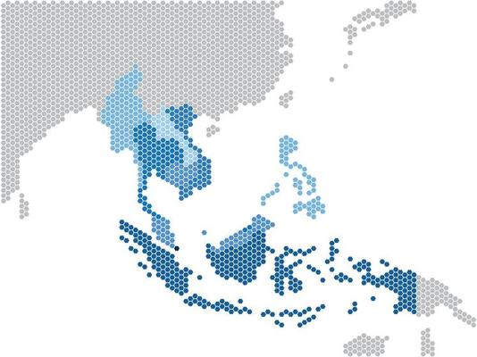 Hexagon shape South east Asia and nearby countries map