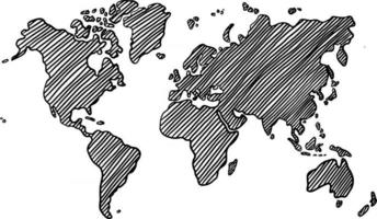 Freehand world map sketch on white background. Vector illustration.