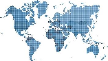 Dots world map on white background vector