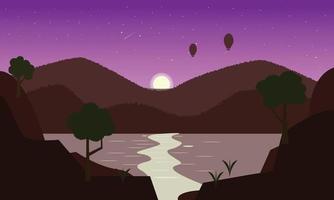 landscape with mountains and moon free vector