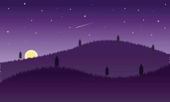 paisaje nocturno con estrellas vector gratis