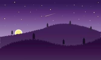 night landscape with stars free vector