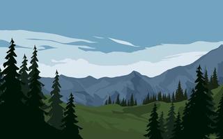 Beautiful Mountain Scene With Forest vector