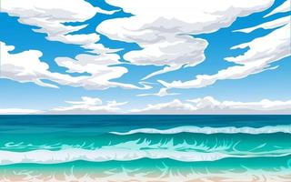 paisaje de la orilla del mar con cielo nublado vector