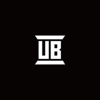 monograma del logotipo de ub con plantilla de diseños de forma de pilar vector