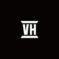 monograma de logotipo vh con plantilla de diseños de forma de pilar vector