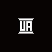 Ua logo monograma con plantilla de diseños de forma de pilar vector