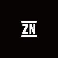 Zn logo monograma con plantilla de diseños de forma de pilar vector