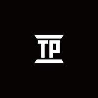 tp logo monogram con plantilla de diseños de forma de pilar vector