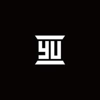 yu logo monograma con plantilla de diseños de forma de pilar vector