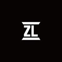 ZL Logo monogram with pillar shape designs template vector