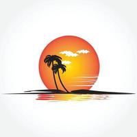 View beach sunrise sunset hot orange background panorama vector