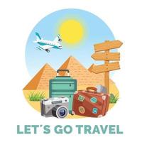 traveling vacation design illustration with cartoon style vector