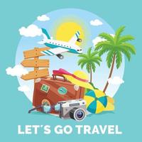 ilustración de diseño de vacaciones de viaje con estilo de dibujos vector
