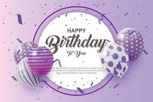 luxury happy birthday greeting template with balloon vector