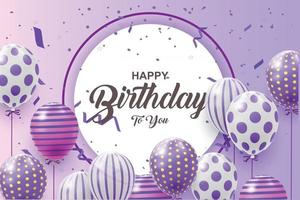 luxury happy birthday greeting template with balloon vector