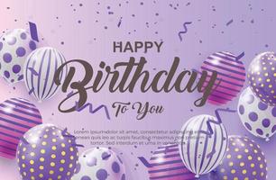 luxury happy birthday greeting template with balloon vector