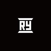monograma de logotipo ry con plantilla de diseños de forma de pilar vector