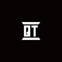 QT Logo monogram with pillar shape designs template vector