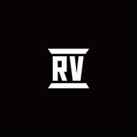monograma de logotipo de rv con plantilla de diseños de forma de pilar vector
